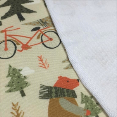 French Terry | Bär auf Fahrrad | Grün